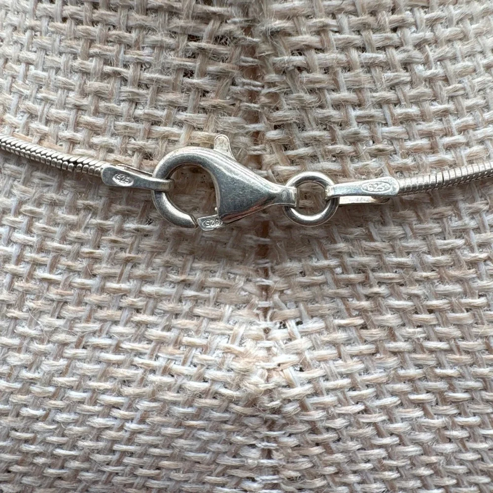 925 Snake Chain Necklace Unisex 16in Silver Excellent Sterling Bead Bar